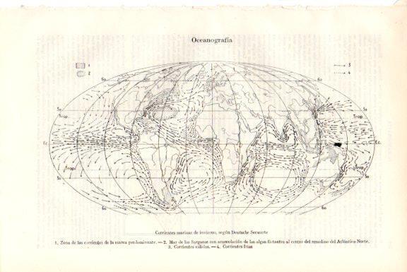 LAMINA V51775: Mapa del mundo. Corrientes marinas de invierno