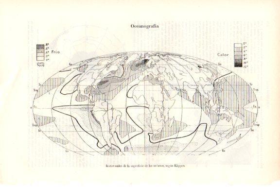 LAMINA V51773: Mapa del mundo. Isanormales de los oceanos