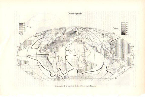 LAMINA V51773: Mapa del mundo. Isanormales de los oceanos