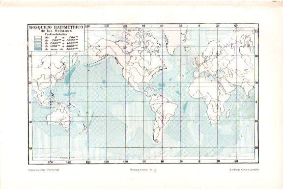 LAMINA V51772: Mapa del mundo bosquejo batimetrico