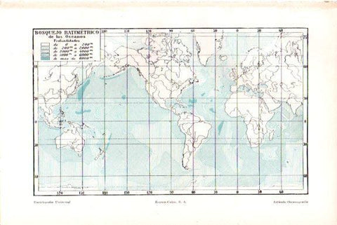 LAMINA V51772: Mapa del mundo bosquejo batimetrico