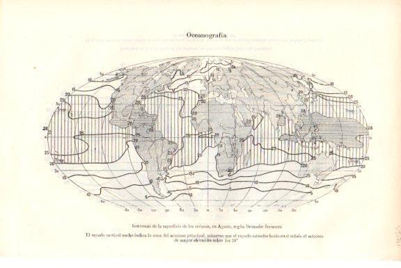 LAMINA V51771: Oceonografia mapa mundial isotermas de los oceanos