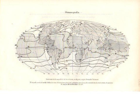 LAMINA V51771: Oceonografia mapa mundial isotermas de los oceanos