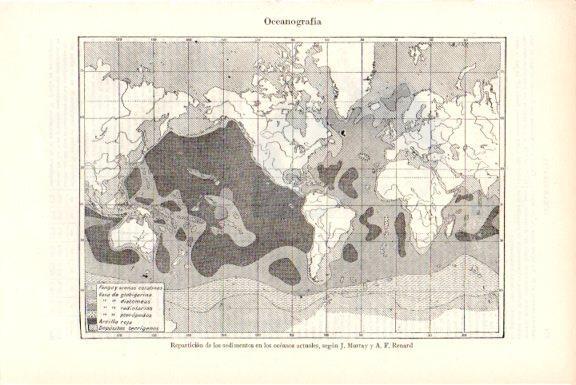 LAMINA V51770: Oceonografia mapa mundial de sedimentos en los oceanos