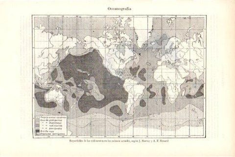 LAMINA V51770: Oceonografia mapa mundial de sedimentos en los oceanos