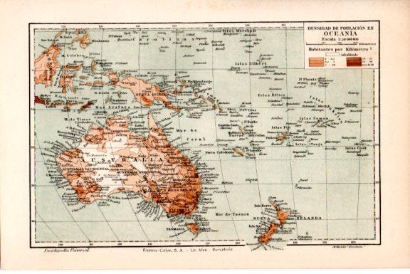LAMINA V51756: Mapa de la densidad de poblacion en Oceania