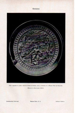 LAMINA V51777: Plato representando al mes de octubre de la Galeria Pitti