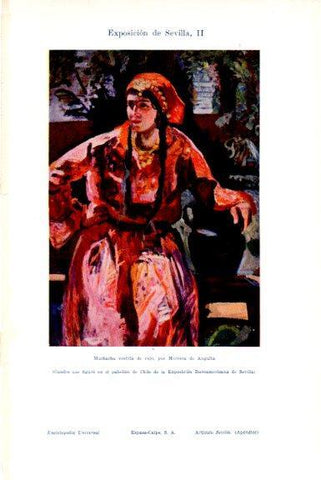 LAMINA V51393: Muchacha vestida de rojo por Herrera de Anguita