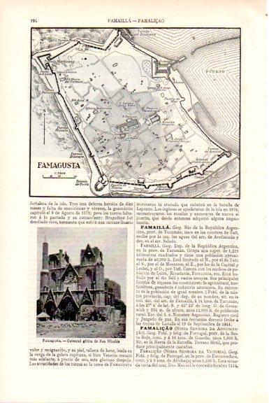 LAMINA V51564: Famagusta, Catedral de San Nicolas y plano de la ciudad