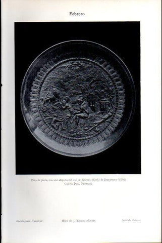 LAMINA V51587: Plato alegoria mes de Febrero, Galeria Pitti