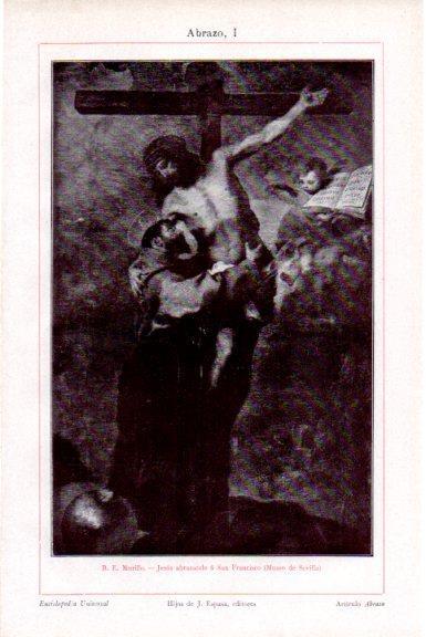 LAMINA V51509: Jesus abrazando a San Francisco por Murillo