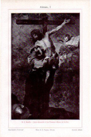 LAMINA V51509: Jesus abrazando a San Francisco por Murillo