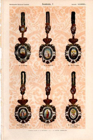 LAMINA V51536: Medallas de las Academias de España