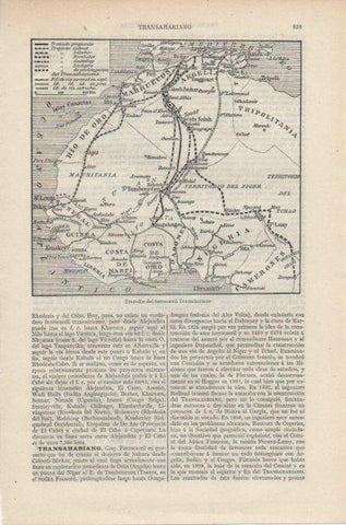 LAMINA ESPASA PV50768: Mapa trazados del ferrocarril Transahariano