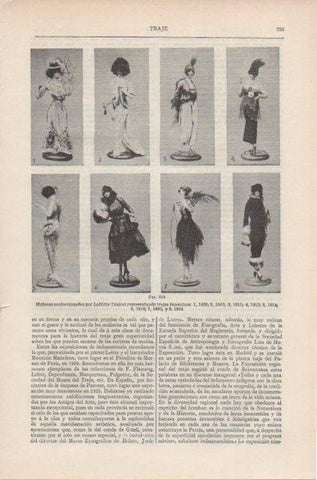 LAMINA ESPASA PV50762: Muñecas con trajes feminos por Laffitte Desirat de 1902 a 1924