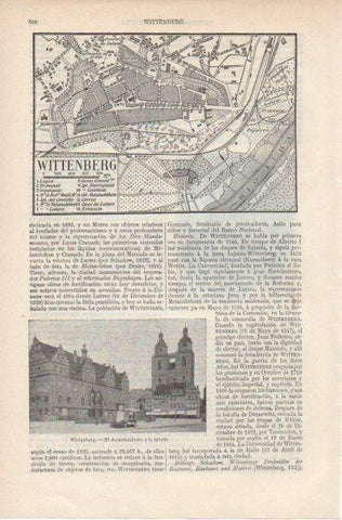 LAMINA ESPASA PV50923: Ayuntamiento y plano de Wittenbert, Alemania