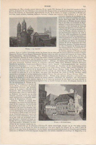 LAMINA ESPASA PV50935: Catedral y el Cornelianum en Worms, Alemania