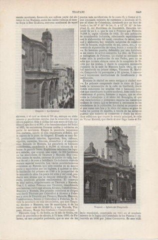 LAMINA ESPASA PV50869: Catedral e iglesia en Trapani, Italia