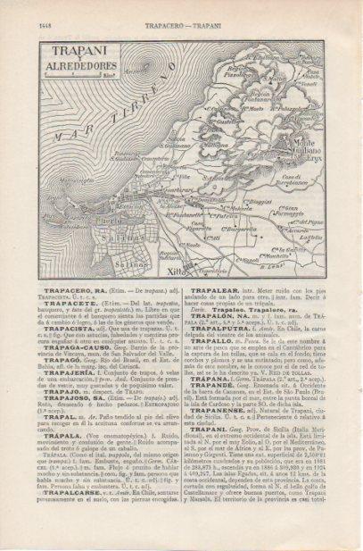 LAMINA ESPASA PV50868: Mapa de Trapani y alrededores