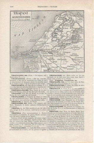 LAMINA ESPASA PV50868: Mapa de Trapani y alrededores