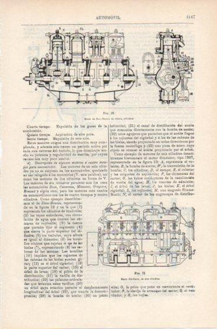 LAMINA ESPASA PV50538: Motor de automovil Dion - Bouton de 4 cilindros
