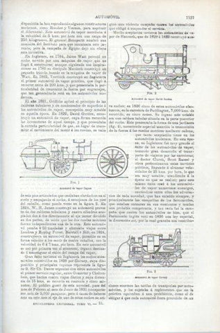 LAMINA ESPASA PV50536: Automovil de vapor Cognot y David Gordon