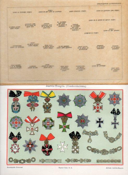 LAMINA ESPASA PV50533: Condecoraciones de Austria - Hungria