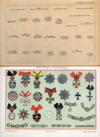 LAMINA ESPASA PV50533: Condecoraciones de Austria - Hungria