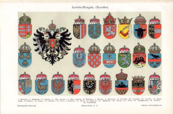 LAMINA ESPASA PV50532: Escudos de Austria - Hungria