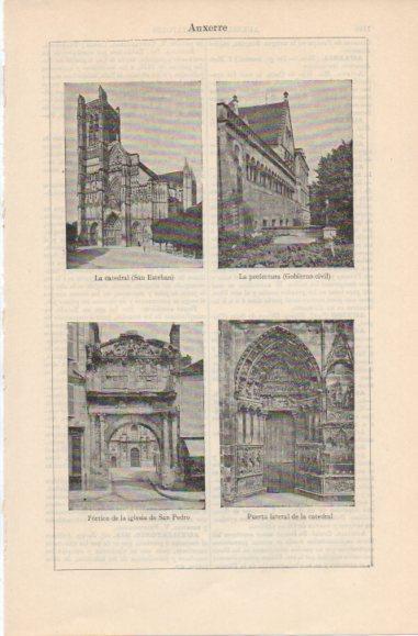 LAMINA ESPASA PV50555: Catedral, prefectura y iglesia San Pedro en Auxerre, Francia