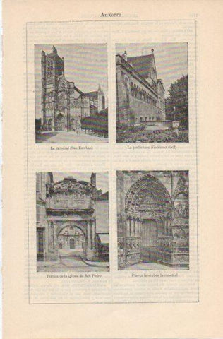 LAMINA ESPASA PV50555: Catedral, prefectura y iglesia San Pedro en Auxerre, Francia