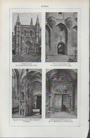 LAMINA ESPASA PV50572: Iglesia de San Pedro y catedral en Aviñon