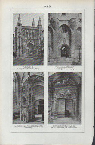 LAMINA ESPASA PV50572: Iglesia de San Pedro y catedral en Aviñon