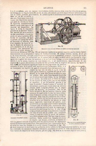 LAMINA ESPASA PV50451: Mecanismo de un ascensor hidraulico