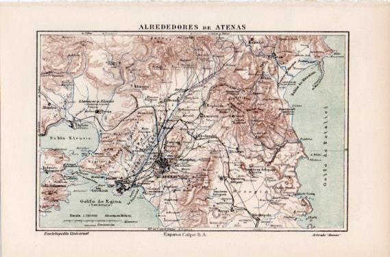 LAMINA ESPASA PV50505: Mapa de los alrededores de Atenas