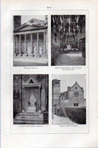 LAMINA ESPASA PV50478: Templo e iglesias de Asis, Italia