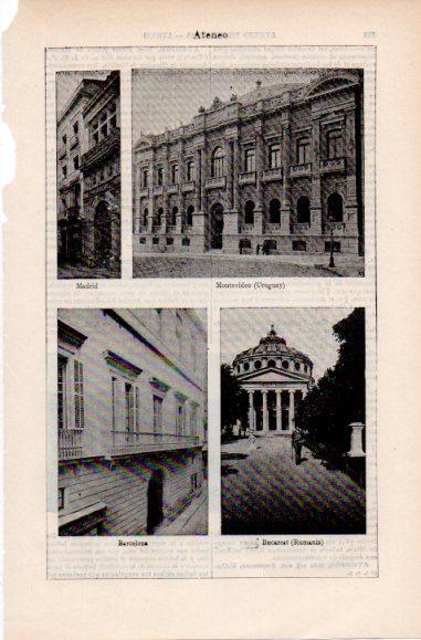 LAMINA ESPASA PV50492: Ateneo de Madrid, Montevideo, Barcelona y Bucarest