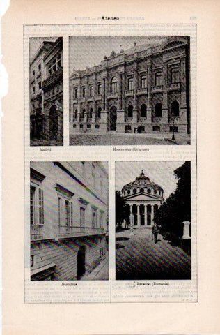 LAMINA ESPASA PV50492: Ateneo de Madrid, Montevideo, Barcelona y Bucarest