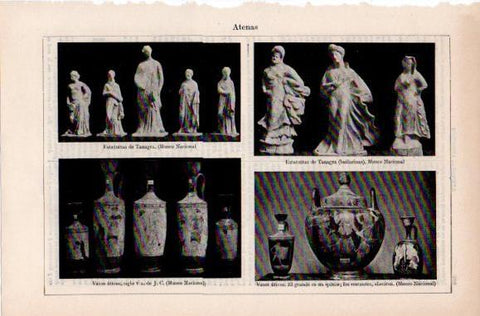 LAMINA ESPASA PV50491: Estatuillas de Tanagra y Vasos aticos