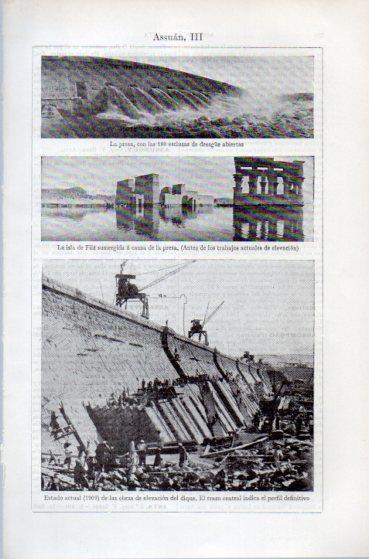 LAMINA ESPASA PV50481: La presa de Asuan en 1909 Egipto