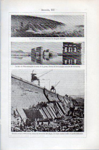 LAMINA ESPASA PV50481: La presa de Asuan en 1909 Egipto