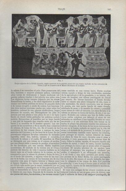 LAMINA ESPASA PV50699: Trajes de Egipto XVIII dinastia pintura mural