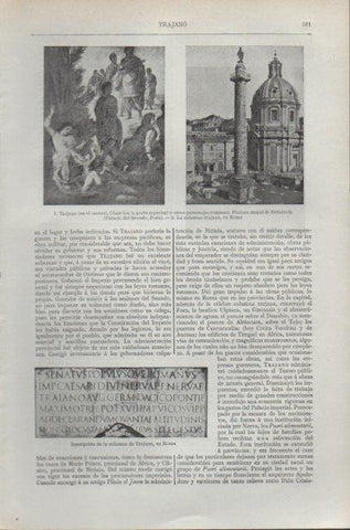 LAMINA ESPASA PV50698: Columna trajana en Roma e inscripcion