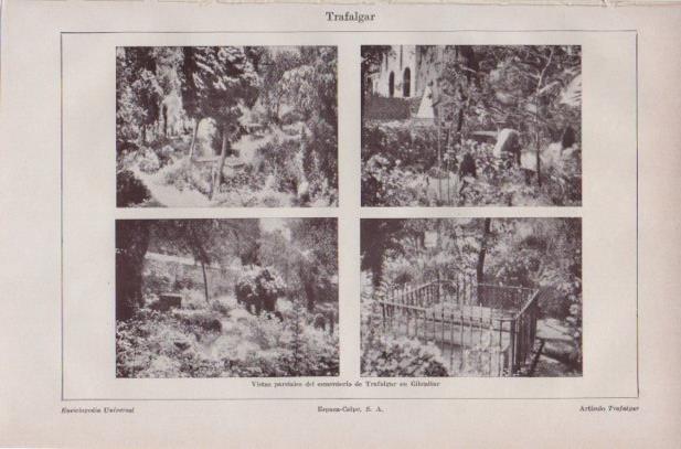LAMINA ESPASA PV50689: Vistas parciales del cementerio de Trafalgar en Gibraltar