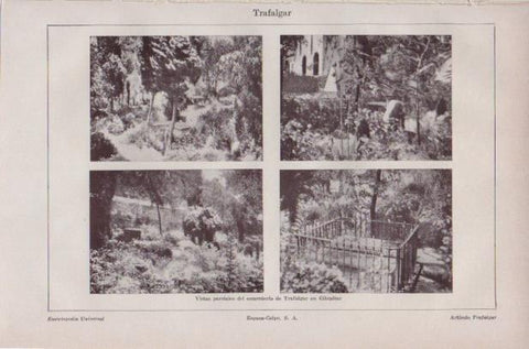 LAMINA ESPASA PV50689: Vistas parciales del cementerio de Trafalgar en Gibraltar