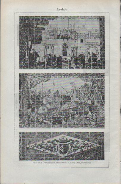 LAMINA ESPASA PV50600: Azulejos del Patio de la Convalecencia del Hospital de Santa Creu en Barcelona