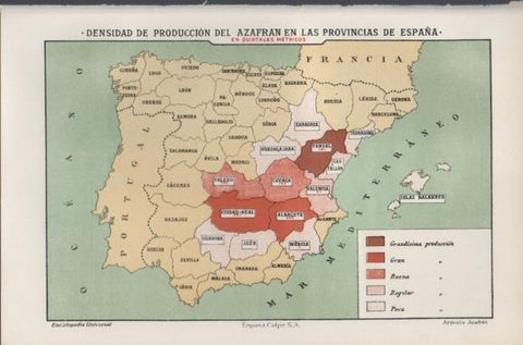 LAMINA ESPASA PV50582: Mapa de España produccion de azafran 