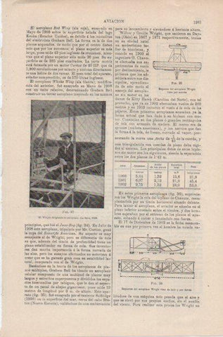 LAMINA ESPASA PV50628: W. Wright dirigiendo su aeroplano en 1908 en Le Mans