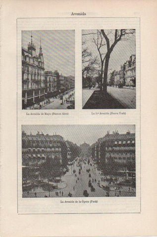 LAMINA ESPASA PV50621: Avenidas de Buenos Aires, Nueva York y Paris