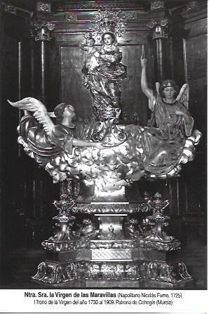POSTAL A6994: Trono de la Virgen de las Maravillas desde 1730 al 1909. Cehegin, Murcia